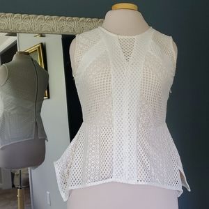 Asymmetric open knit top